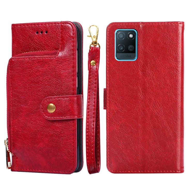 For Realme V11 5G Zipper Bag PU + TPU Horizontal Flip Leather Case with Holder & Card Slot & Wallet & Lanyard