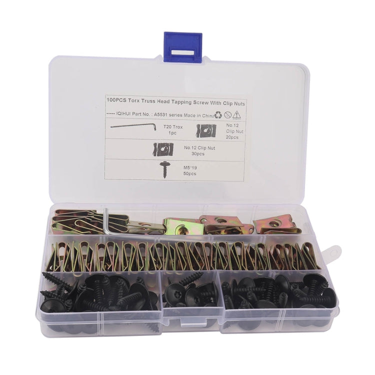 A5531 100 PCS M5x19 Mudguard Screws with Clip Nut / Wrench N90775001 N90648702 for Audi