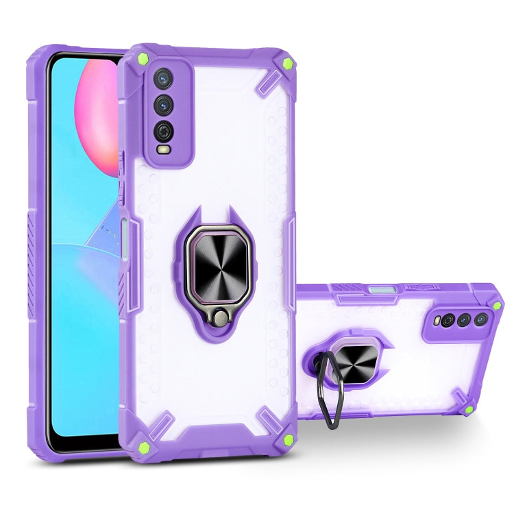 Matte TPU + PC Magnetic Shockproof Case with Ring Holder For vivo Y12s