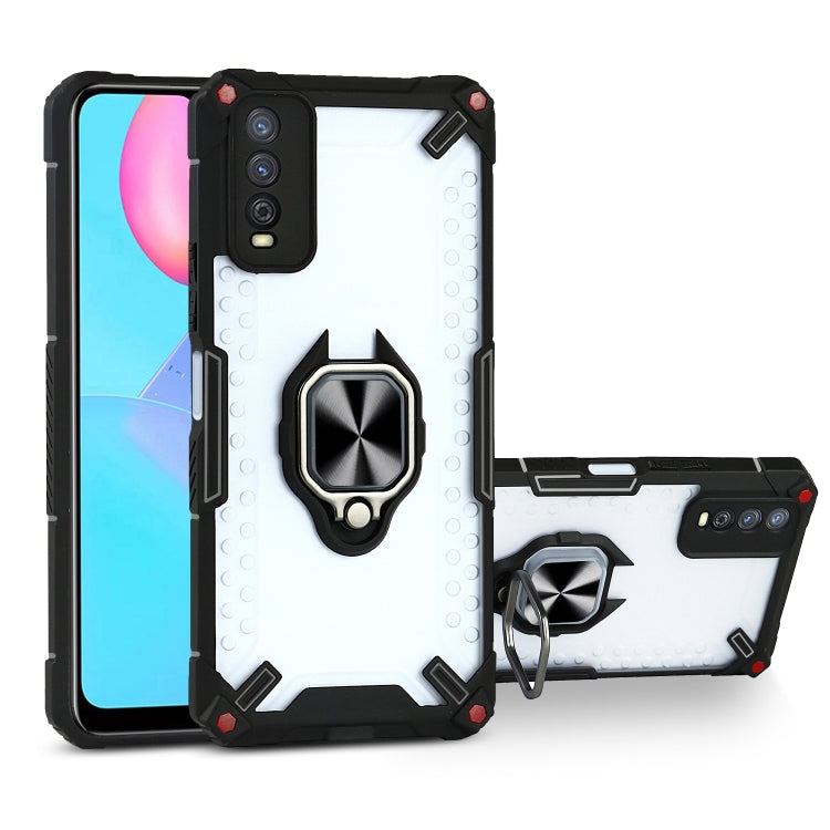 Matte TPU + PC Magnetic Shockproof Case with Ring Holder For vivo Y12s