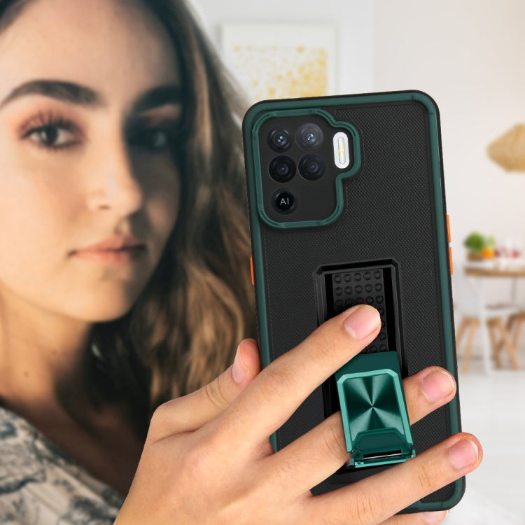 For OPPO Reno5 F / F19 Pro Dual-color Skin Feel TPU + PC Magnetic Shockproof Case with Invisible Holder