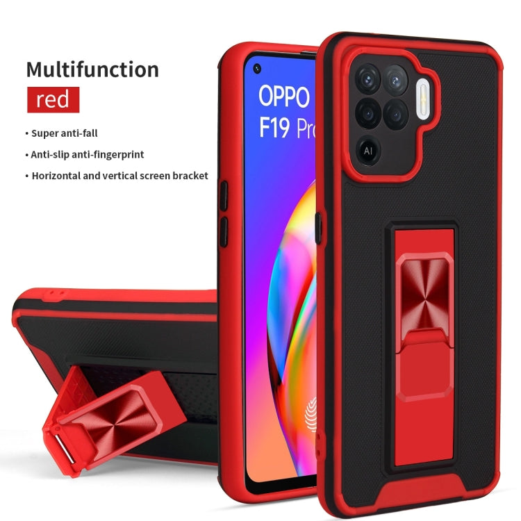 For OPPO Reno5 F / F19 Pro Dual-color Skin Feel TPU + PC Magnetic Shockproof Case with Invisible Holder