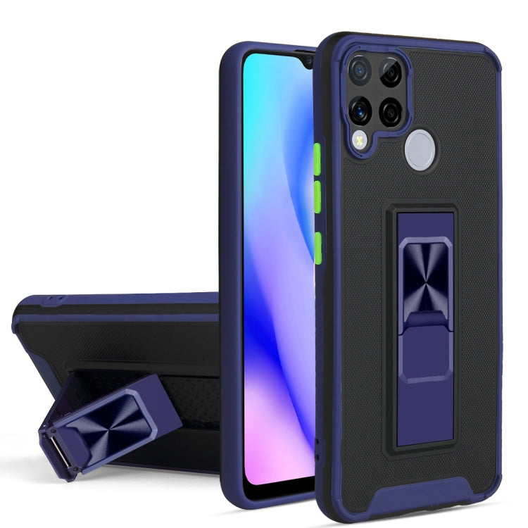 For OPPO Realme C15 / C12 / C25 Dual-color Skin Feel TPU + PC Magnetic Shockproof Case with Invisible Holder
