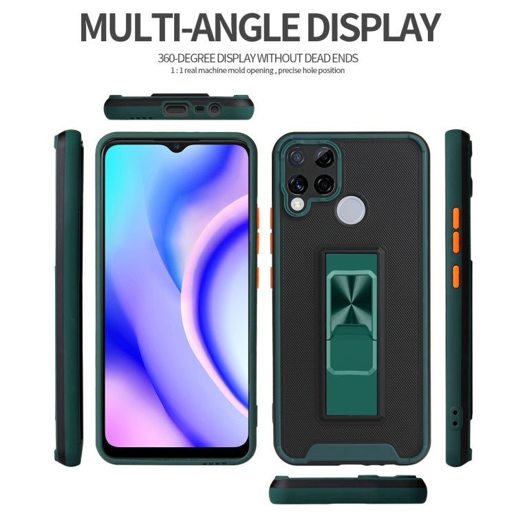 For OPPO Realme C15 / C12 / C25 Dual-color Skin Feel TPU + PC Magnetic Shockproof Case with Invisible Holder