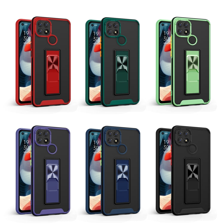 For OPPO A15 Dual-color Skin Feel TPU + PC Magnetic Shockproof Case with Invisible Holder