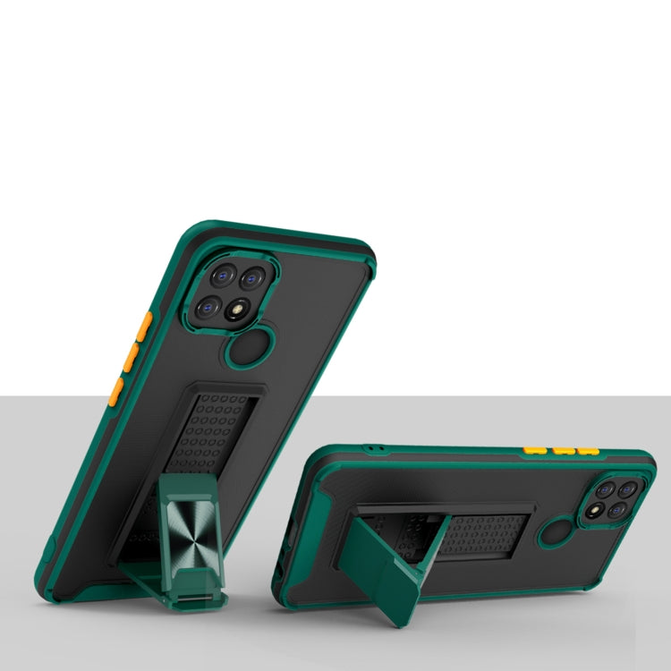 For OPPO A15 Dual-color Skin Feel TPU + PC Magnetic Shockproof Case with Invisible Holder