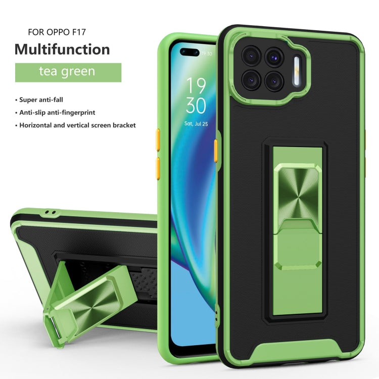 For OPPO F17 Dual-color Skin Feel TPU + PC Magnetic Shockproof Case with Invisible Holder