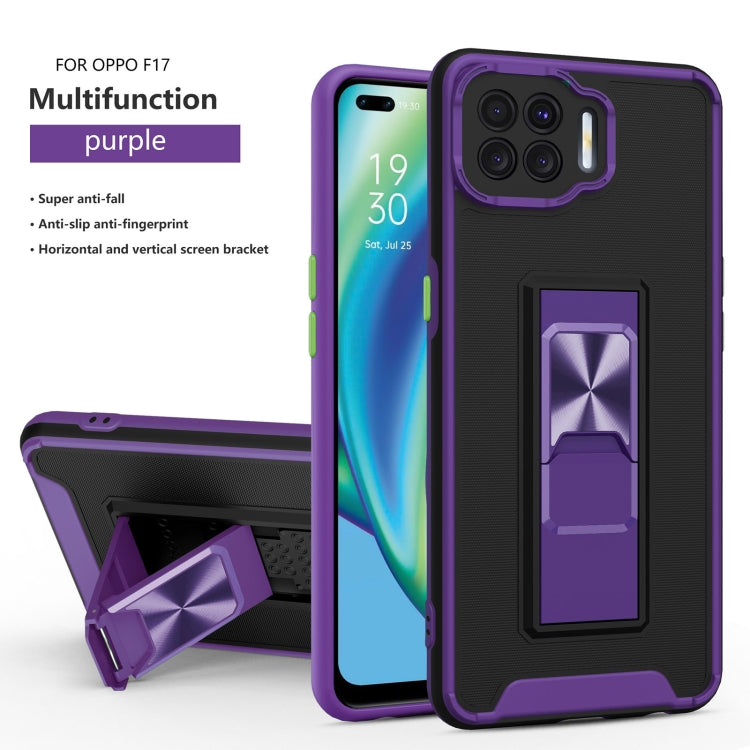 For OPPO F17 Dual-color Skin Feel TPU + PC Magnetic Shockproof Case with Invisible Holder