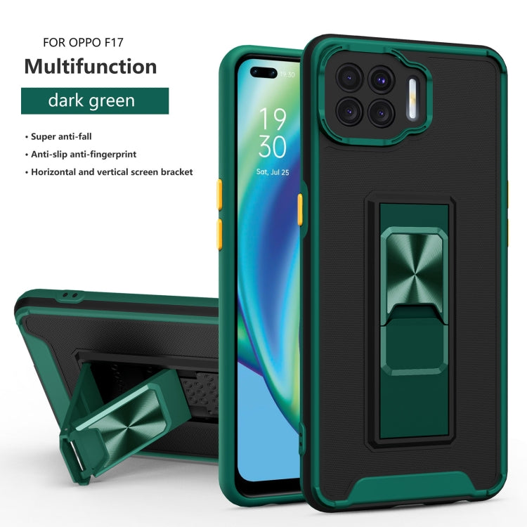 For OPPO F17 Dual-color Skin Feel TPU + PC Magnetic Shockproof Case with Invisible Holder