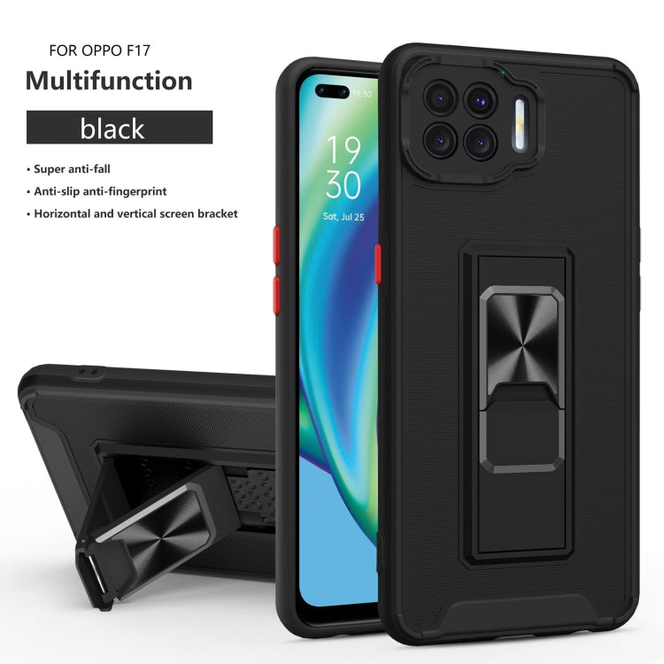 For OPPO F17 Dual-color Skin Feel TPU + PC Magnetic Shockproof Case with Invisible Holder