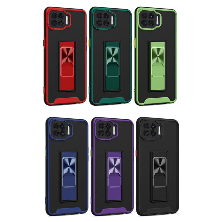 For OPPO F17 Dual-color Skin Feel TPU + PC Magnetic Shockproof Case with Invisible Holder