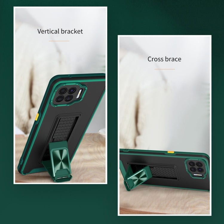 For OPPO F17 Dual-color Skin Feel TPU + PC Magnetic Shockproof Case with Invisible Holder