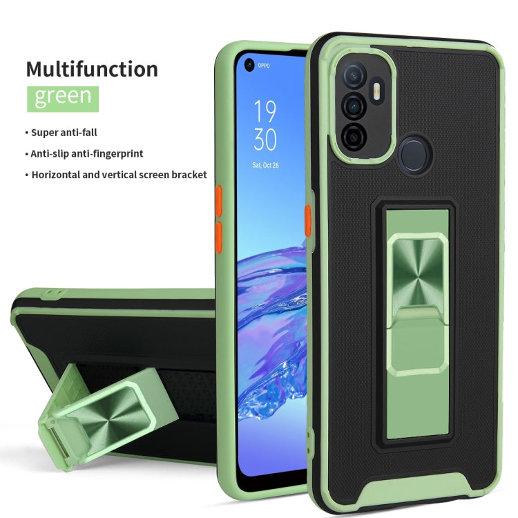 For OPPO A53 Dual-color Skin Feel TPU + PC Magnetic Shockproof Case with Invisible Holder