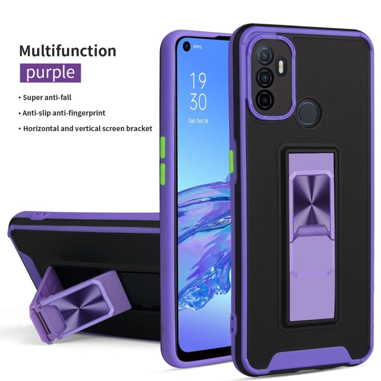 For OPPO A53 Dual-color Skin Feel TPU + PC Magnetic Shockproof Case with Invisible Holder
