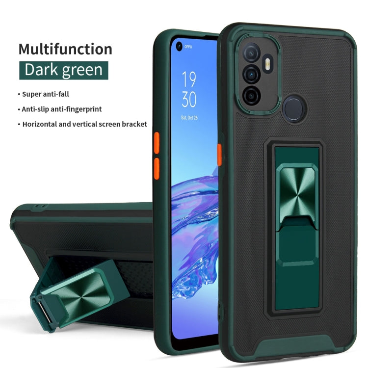 For OPPO A53 Dual-color Skin Feel TPU + PC Magnetic Shockproof Case with Invisible Holder