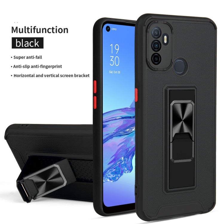 For OPPO A53 Dual-color Skin Feel TPU + PC Magnetic Shockproof Case with Invisible Holder