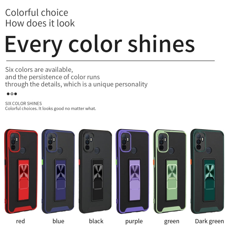 For OPPO A53 Dual-color Skin Feel TPU + PC Magnetic Shockproof Case with Invisible Holder