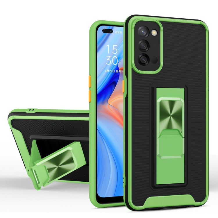 For OPPO Reno4 Dual-color Skin Feel TPU + PC Magnetic Shockproof Case with Invisible Holder