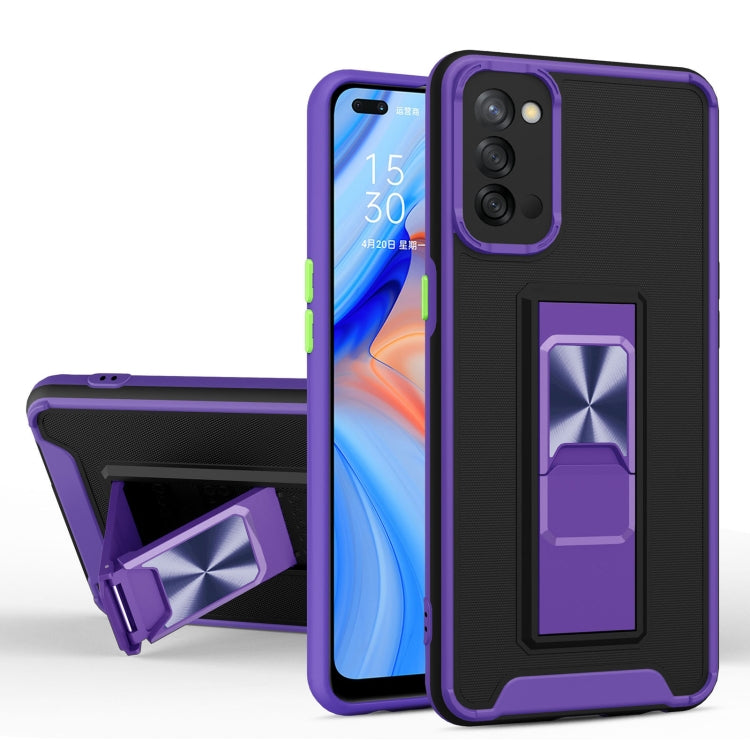 For OPPO Reno4 Dual-color Skin Feel TPU + PC Magnetic Shockproof Case with Invisible Holder