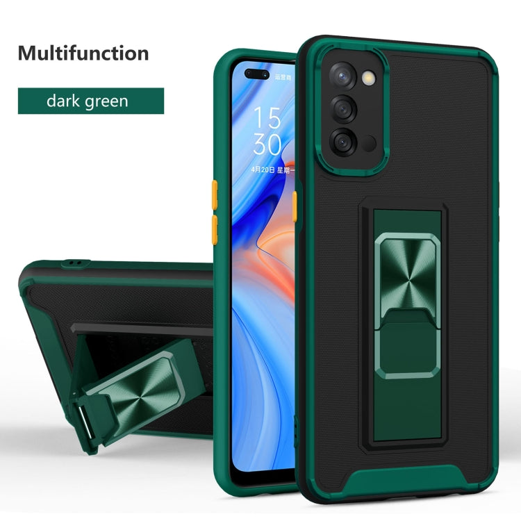 For OPPO Reno4 Dual-color Skin Feel TPU + PC Magnetic Shockproof Case with Invisible Holder