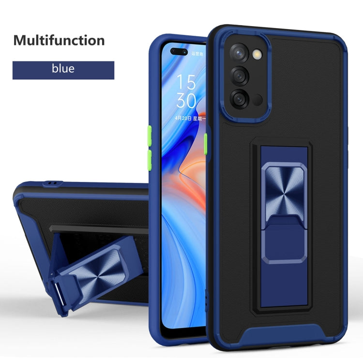 For OPPO Reno4 Dual-color Skin Feel TPU + PC Magnetic Shockproof Case with Invisible Holder