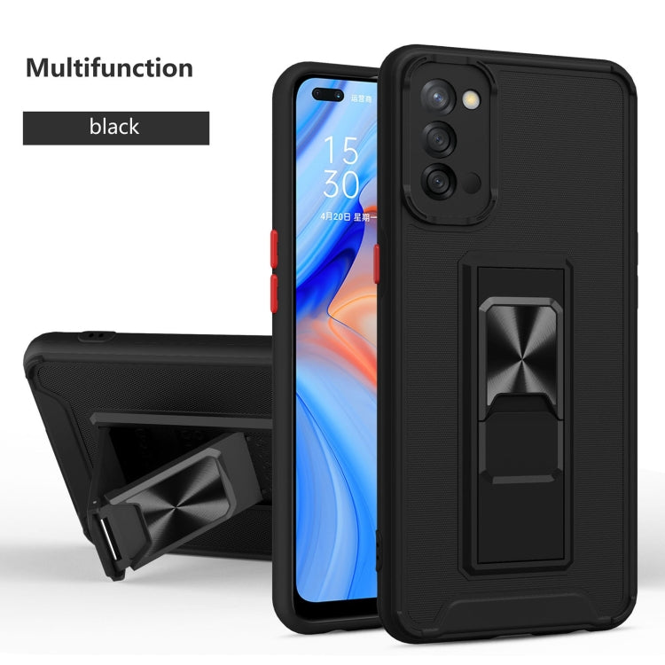 For OPPO Reno4 Dual-color Skin Feel TPU + PC Magnetic Shockproof Case with Invisible Holder