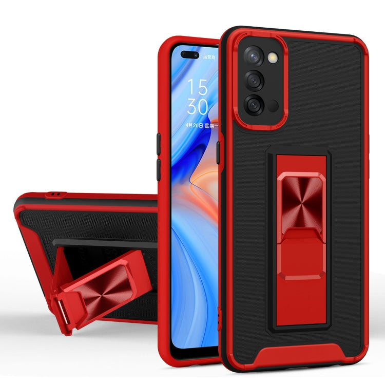 For OPPO Reno4 Dual-color Skin Feel TPU + PC Magnetic Shockproof Case with Invisible Holder