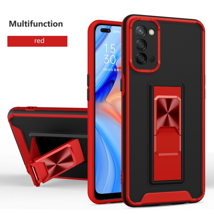 For OPPO Reno4 Dual-color Skin Feel TPU + PC Magnetic Shockproof Case with Invisible Holder