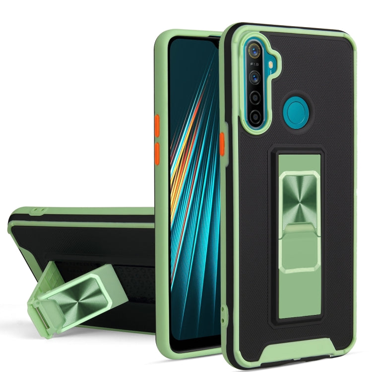 For OPPO Realme 5 / C3 / 6i Dual-color Skin Feel TPU + PC Magnetic Shockproof Case with Invisible Holder