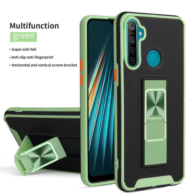 For OPPO Realme 5 / C3 / 6i Dual-color Skin Feel TPU + PC Magnetic Shockproof Case with Invisible Holder