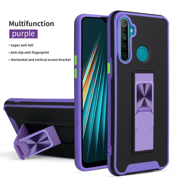 For OPPO Realme 5 / C3 / 6i Dual-color Skin Feel TPU + PC Magnetic Shockproof Case with Invisible Holder