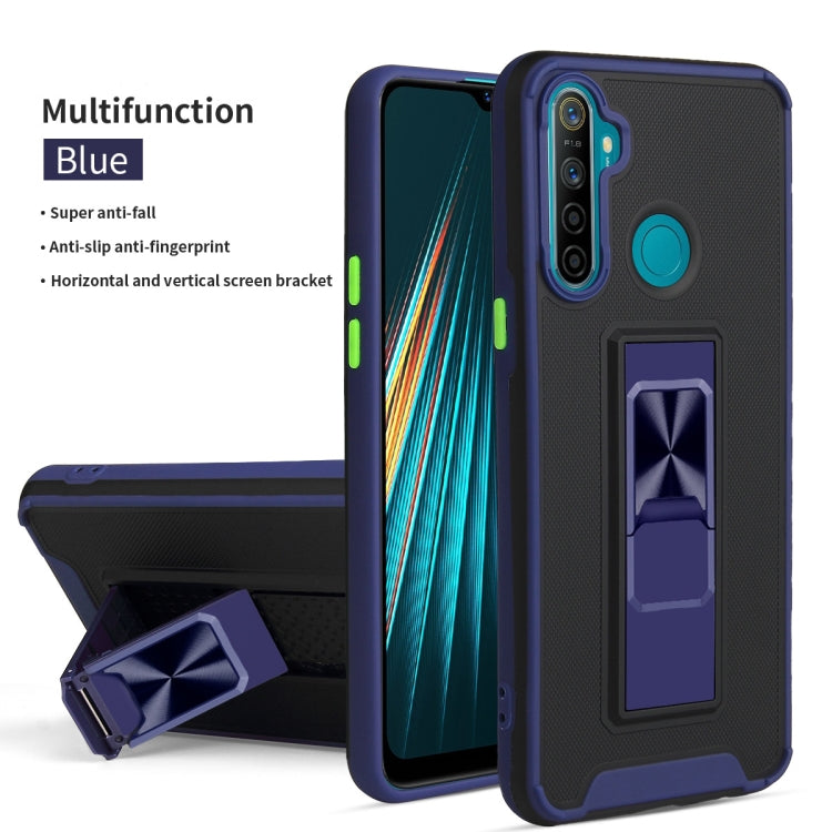 For OPPO Realme 5 / C3 / 6i Dual-color Skin Feel TPU + PC Magnetic Shockproof Case with Invisible Holder