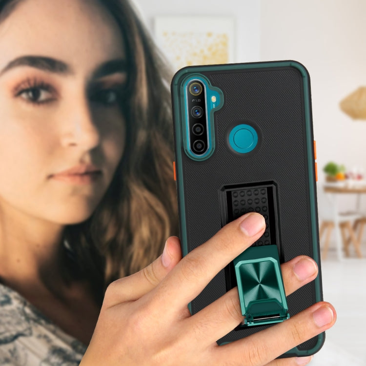 For OPPO Realme 5 / C3 / 6i Dual-color Skin Feel TPU + PC Magnetic Shockproof Case with Invisible Holder