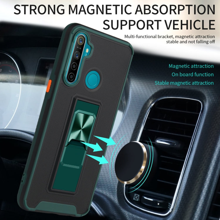 For OPPO Realme 5 / C3 / 6i Dual-color Skin Feel TPU + PC Magnetic Shockproof Case with Invisible Holder