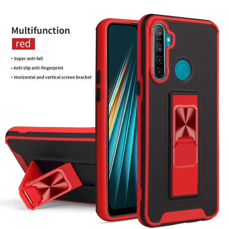 For OPPO Realme 5 / C3 / 6i Dual-color Skin Feel TPU + PC Magnetic Shockproof Case with Invisible Holder
