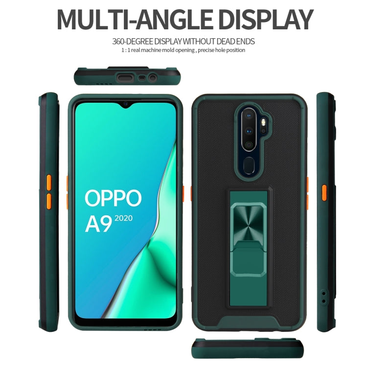 For OPPO A9 2020 / A5 2020 Dual-color Skin Feel TPU + PC Magnetic Shockproof Case with Invisible Holder