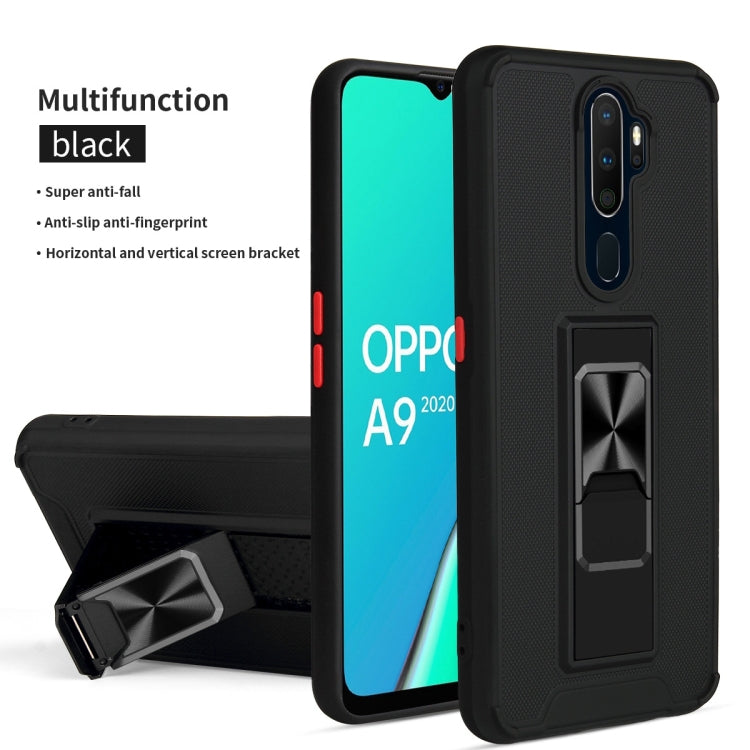 For OPPO A9 2020 / A5 2020 Dual-color Skin Feel TPU + PC Magnetic Shockproof Case with Invisible Holder
