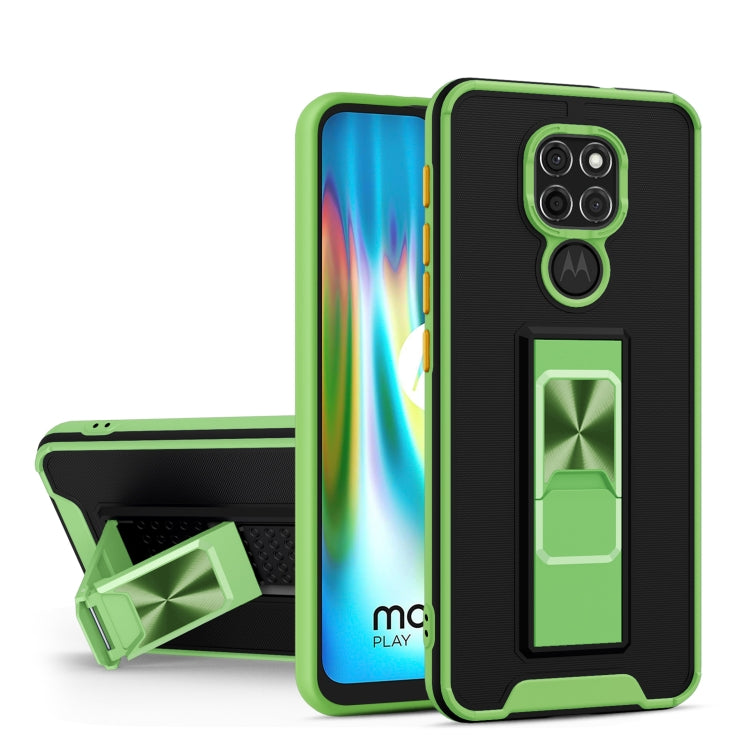 For Motorola Moto G9 Dual-color Skin Feel TPU + PC Magnetic Shockproof Case with Invisible Holder
