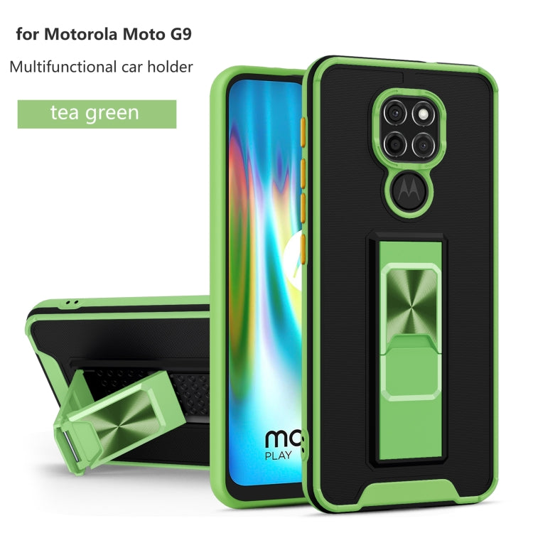 For Motorola Moto G9 Dual-color Skin Feel TPU + PC Magnetic Shockproof Case with Invisible Holder