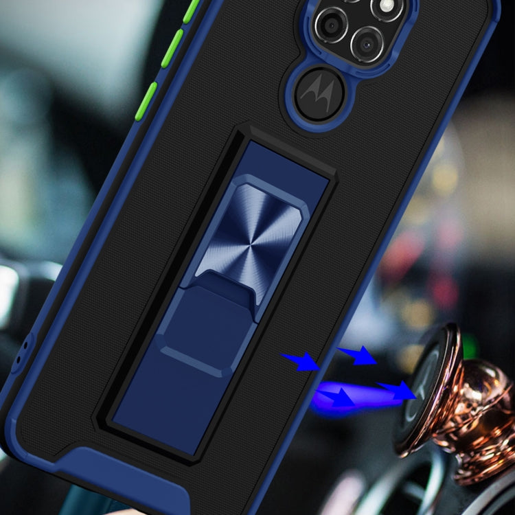 For Motorola Moto G9 Dual-color Skin Feel TPU + PC Magnetic Shockproof Case with Invisible Holder