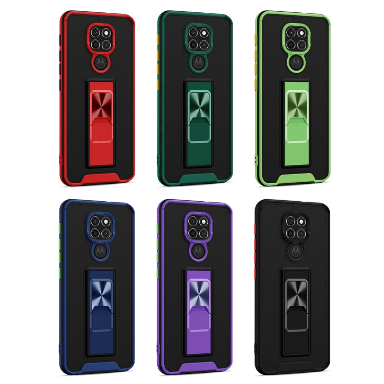 For Motorola Moto G9 Dual-color Skin Feel TPU + PC Magnetic Shockproof Case with Invisible Holder