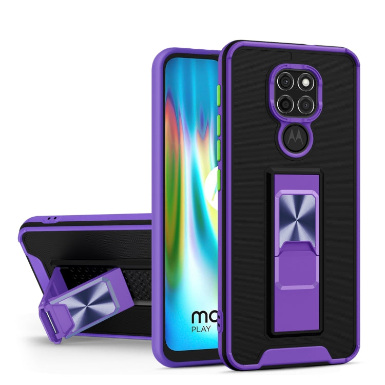 For Motorola Moto G9 Dual-color Skin Feel TPU + PC Magnetic Shockproof Case with Invisible Holder