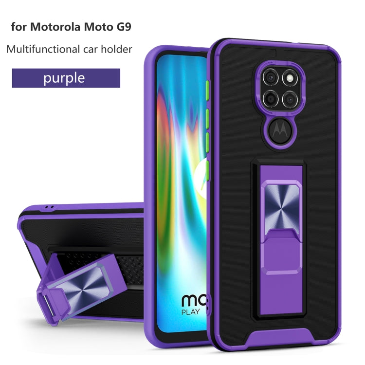 For Motorola Moto G9 Dual-color Skin Feel TPU + PC Magnetic Shockproof Case with Invisible Holder