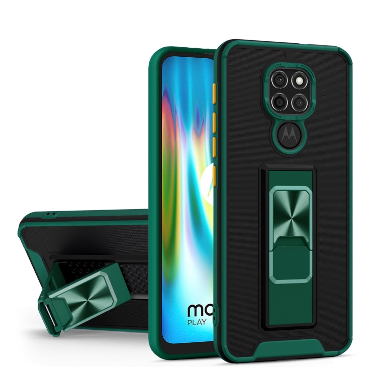 For Motorola Moto G9 Dual-color Skin Feel TPU + PC Magnetic Shockproof Case with Invisible Holder
