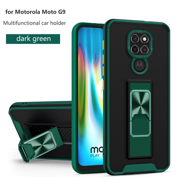 For Motorola Moto G9 Dual-color Skin Feel TPU + PC Magnetic Shockproof Case with Invisible Holder