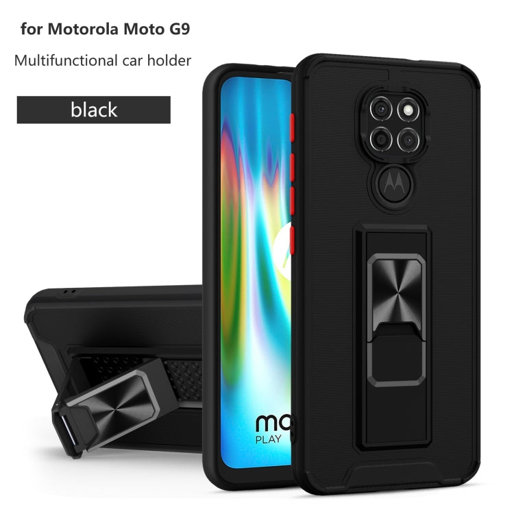 For Motorola Moto G9 Dual-color Skin Feel TPU + PC Magnetic Shockproof Case with Invisible Holder