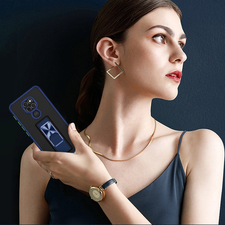 For Motorola Moto G9 Dual-color Skin Feel TPU + PC Magnetic Shockproof Case with Invisible Holder