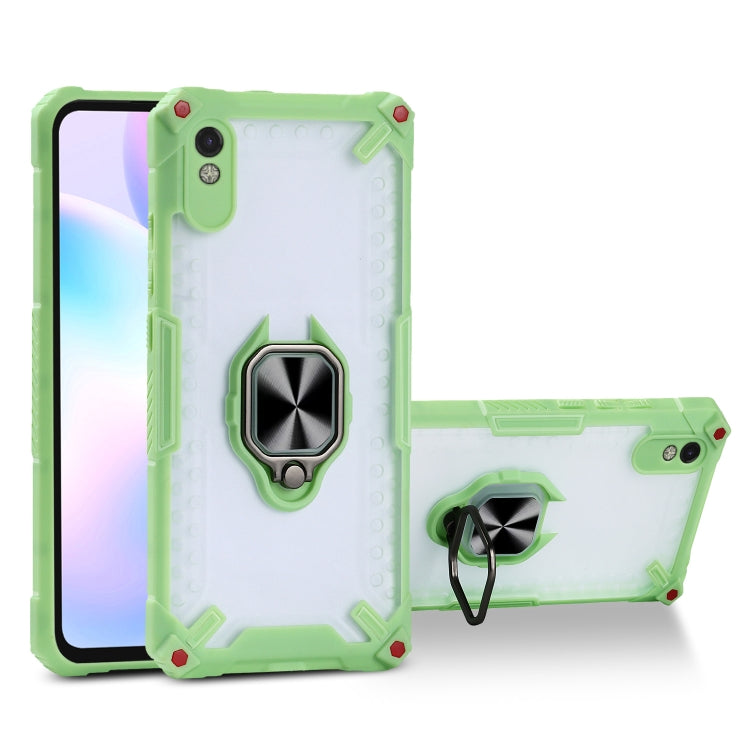 Matte TPU + PC Magnetic Shockproof Case with Ring Holder For Xiaomi Redmi 9A