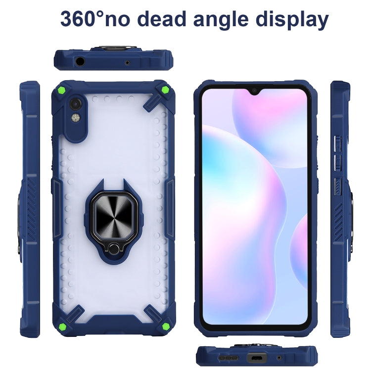 Matte TPU + PC Magnetic Shockproof Case with Ring Holder For Xiaomi Redmi 9A