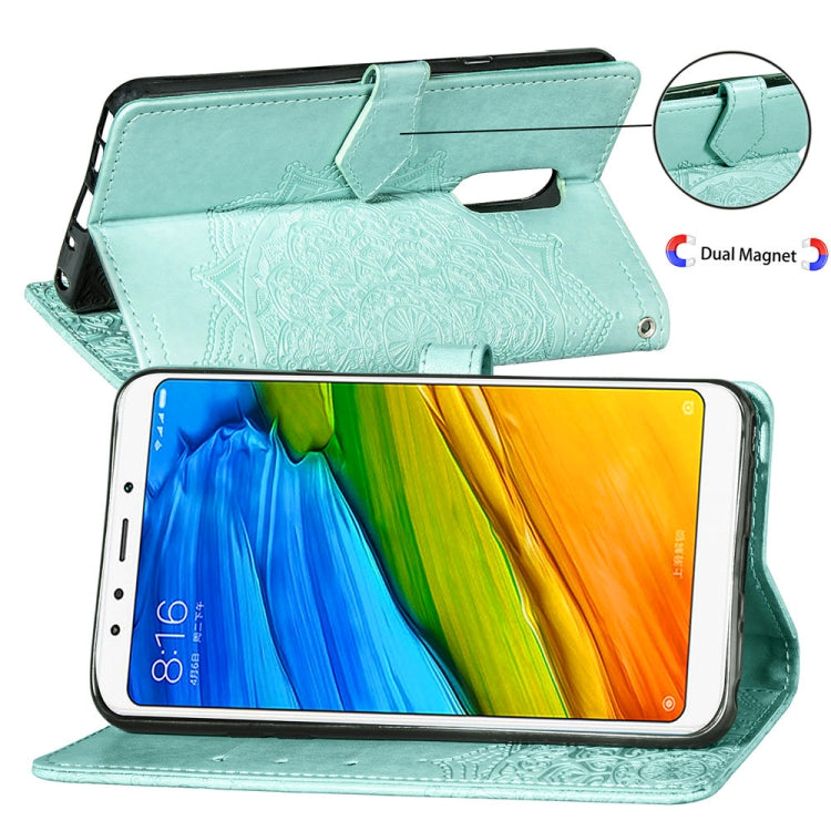 For Xiaomi Redmi 5 Plus Halfway Mandala Embossing Pattern Horizontal Flip Leather Case with Holder & Card Slots & Wallet & Lanyard